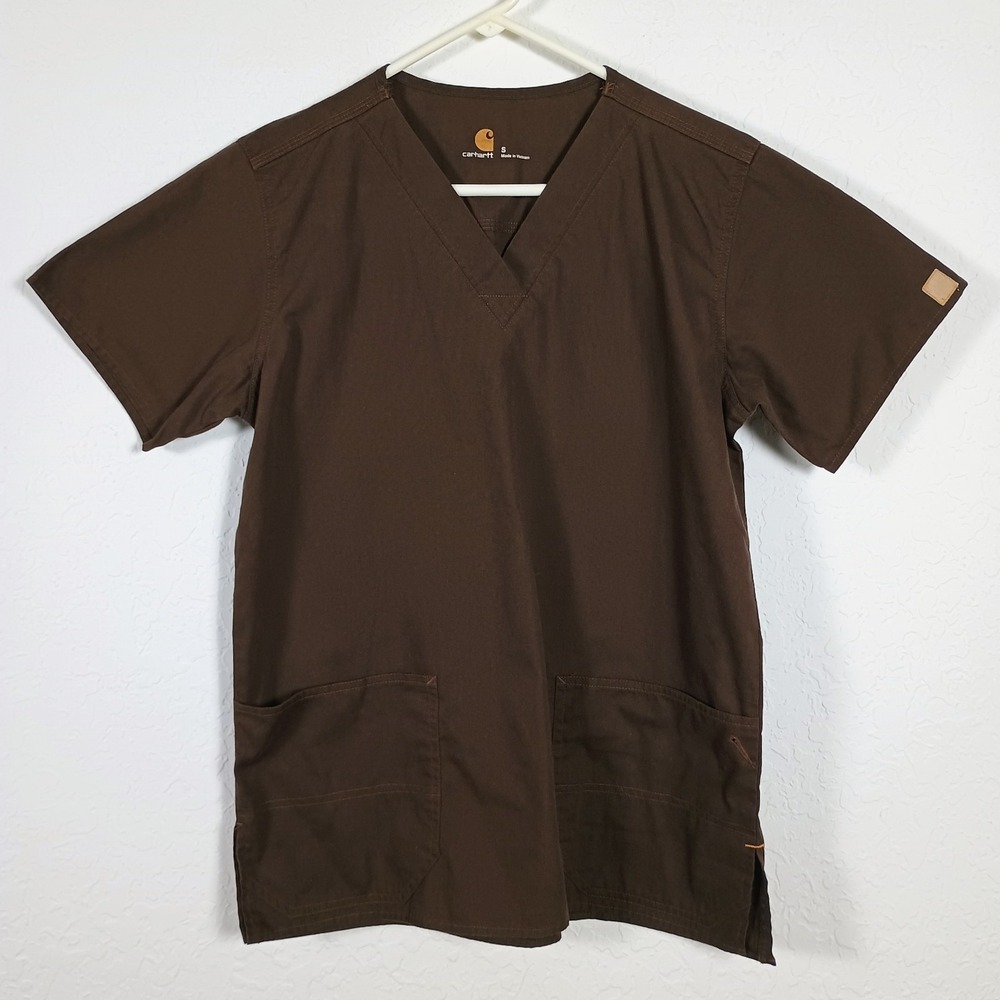 Carhartt Scrub‎ Top Women's Small Brown C10101 Medical Uniform Workwear